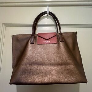 Lancaster Metallic Brown and Pink Tote Bag